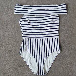 Solid and Stripe Navy And White One Piece Swimsuit